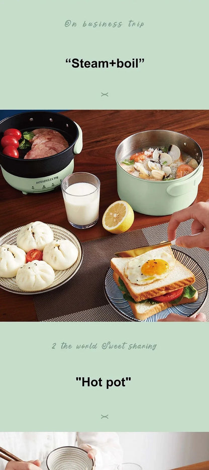 1.7L Folding Electric Cooker 3 Gear Adjustment Non-stick Electric Frying Pan Travel Hot Pot Dormitory Multi-function Pot 220V