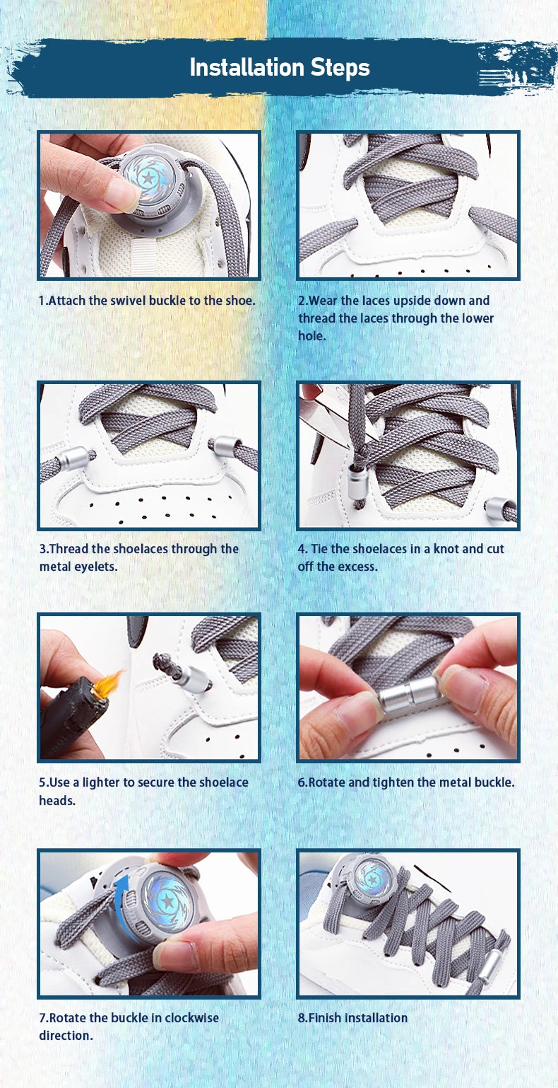 Automatic Flat Shoelaces Without ties casual shoes Swivel Buckle Laces Adults Kids Sneakers No Tie Shoe laces