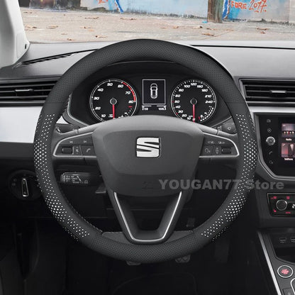 Leather Car Steering Wheel Cover For Seat Ibiza 2013-2024 2025 Non-slip Covers For Covers Auto interior Seat leon Accessories by PDG ibma