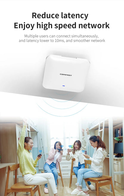 COMFAST WiFi6 High Power Ceiling AP AX3000 Gigabit Wireless Cover Access Point 2.4G 5Ghz 802.11AX Wi-Fi POE MU-MIMO CF-E393AX