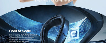 COOLIFY 3 Neck Air Conditioner Heater Cooling Neck Fan 6000mAh Bladeless Portable Fan AI Temp Control Wearable Cooler Black