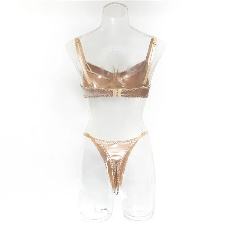 Sexy Bra Brief Sets Seamless Solid Brown Romantic Lingerie Women Vintage Thin Underwear Comfortable New Arrival Exotic Sets