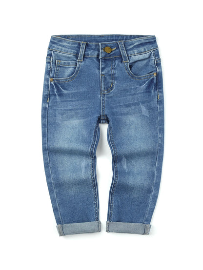[Boys Denim Pants] Boys Casual Stretch Jeans Spring Autumn Youth Clothing Fashion Solid Trousers with Pocke