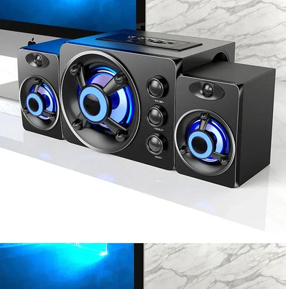 3D Hifi Stereo USB Active Bluetooth Speaker Computer Multimedia RGB Subwoofer AUX, USB, TF Suitable for TV, Computer Audio