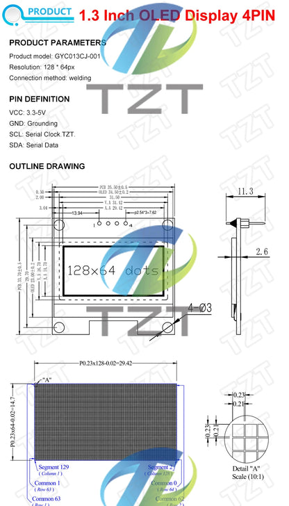 1.3 inch OLED module SPI/IIC I2C Communicate white/blue color 128X64 1.3 inch OLED LCD LED Display Module 1.3" OLED Module
