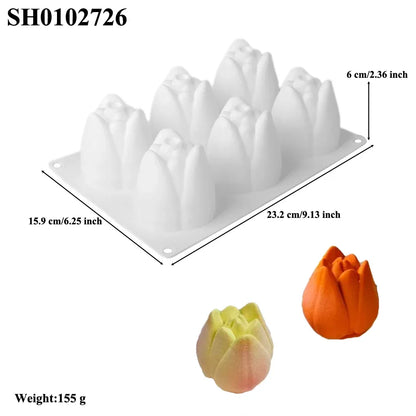 French Mousse Cake Molds Valentine's Day Pastry Baking Tools Rose Bud Design Silicone Cake Moulds Food Grade Kitchen Bakeware