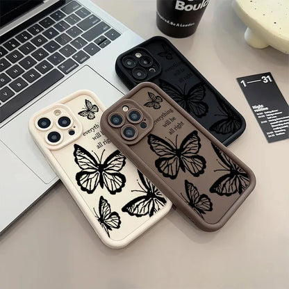 Black Butterfly Case for Motorola Moto Edge 40 Neo 50 Pro 50 Fusion 5G G84 G14 G04 G32 G35 G52 G30 G60S G53 G22 E13 E14 Casing
