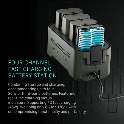 TILTA EN-EL15C Battery 2400mAh Portable Charging Station (4 Channel) for Nikon ZR Z8 Z7 Z6 Z63/62 Z5 ZF Z7II Z6II D850 D810 D710