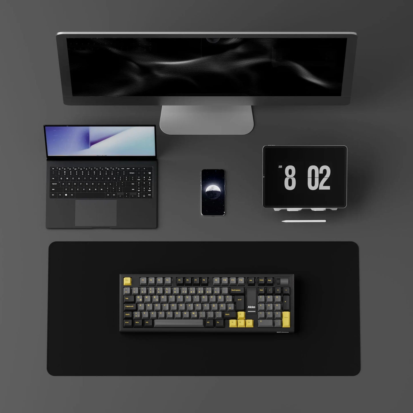 Akko 5098B Wireless Mechanical Gaming Keyboard With 1.47-inch TFT Screen Vertical Knob 97 Keys ISO-DE Layout Hot Swap RGB Gasket