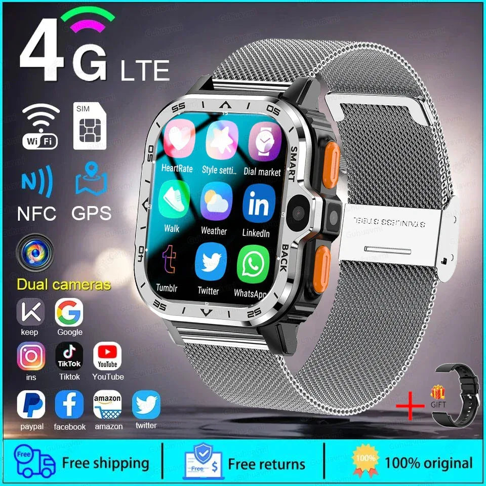 2024 New SIM Smart Watch 2.03inch 4G Network GPS Wifi NFC Dual Camera 64G ROM Storage Google Play Small mobile phone Smartwatch