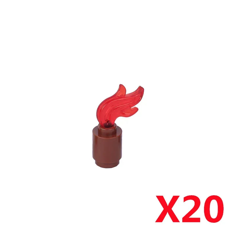 MOC Medieval Campfire Building Block Flame Wave Candle Transparent Wine Bottle Educational Toy Compatible Accessories Brick K054