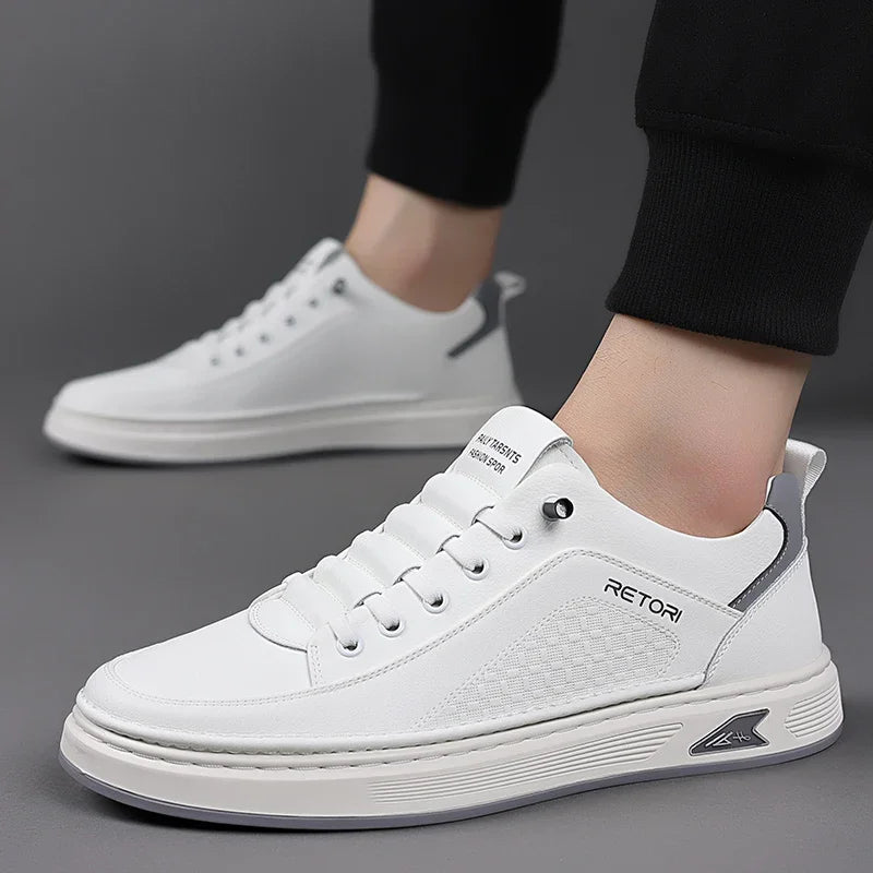 New Men's Shoes High Quality Leather Casual Shoes for Men Designer Sneakers Tenis Masculino Comfort Lace-up White Sport Shoes