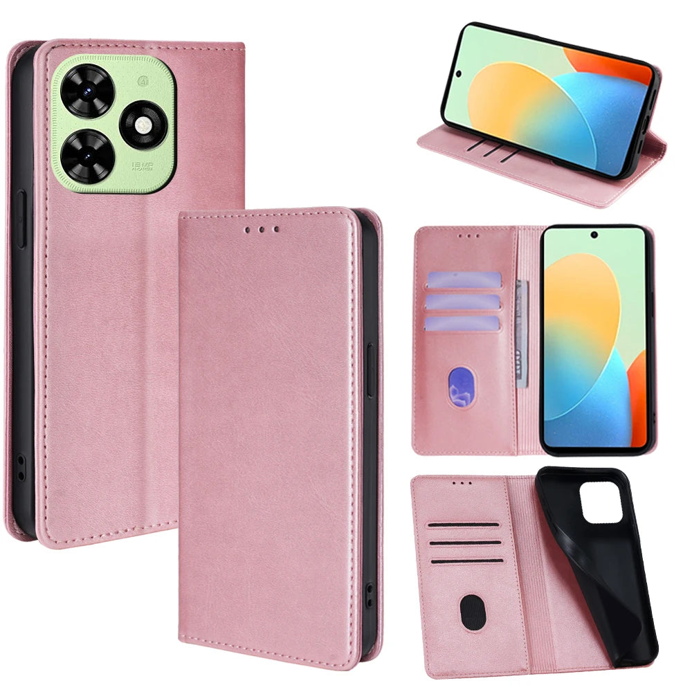 Business Magnetic Phone Case for Tecno Spark 20 10 Pro 20C 10C 8C Spark GO 2024 Pop 8 Pro Leather Wallet Case Flip Cover