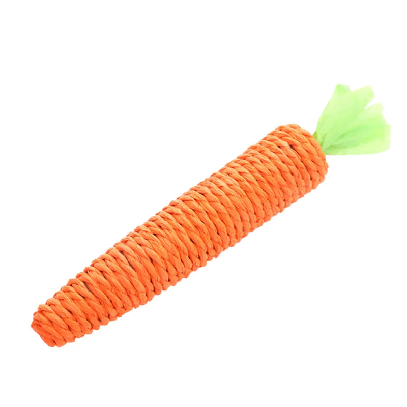 Cat Toy Carrot Sound Pet Products Bite Resistant Paper Rope Scratcher Clean Teeth Interactive Play Cat Carrot Chew Toy for Cat