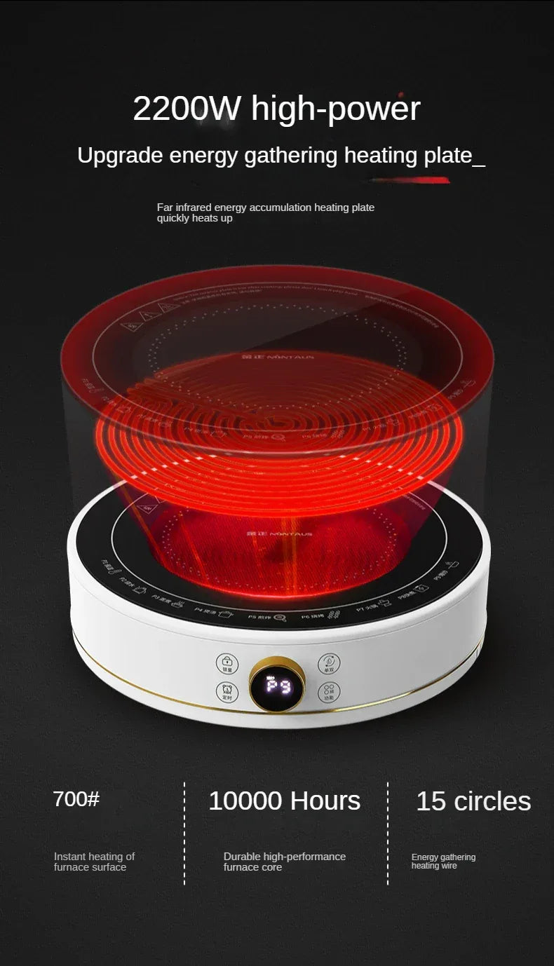 New Electric Ceramic Stove Home Mini Tea Cooker 2000W High Power Induction Cooktop Round Induction Cooker Kitchen Appliances 인덕션