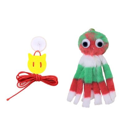 New cat toy hanging sound octopus kitten toy plush octopus elasticity to make cat sticks happy and relieve boredom