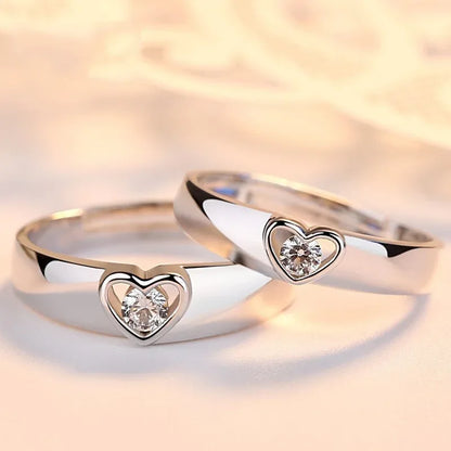 New Zircon Heart Matching Ring For Women Men Set Forever Endless Love Wedding Rings Couple Charm Valentine's Day Jewelry Gifts