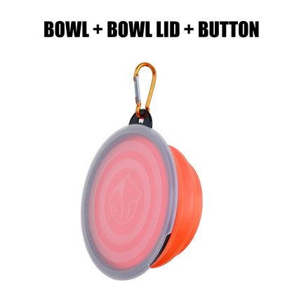 Pet Collapsible Black Frame Bowl Keychain Portable Travel Food Water Dish Dog Cat BPA Free Silicone Lightweight Pet Feeding Bowl