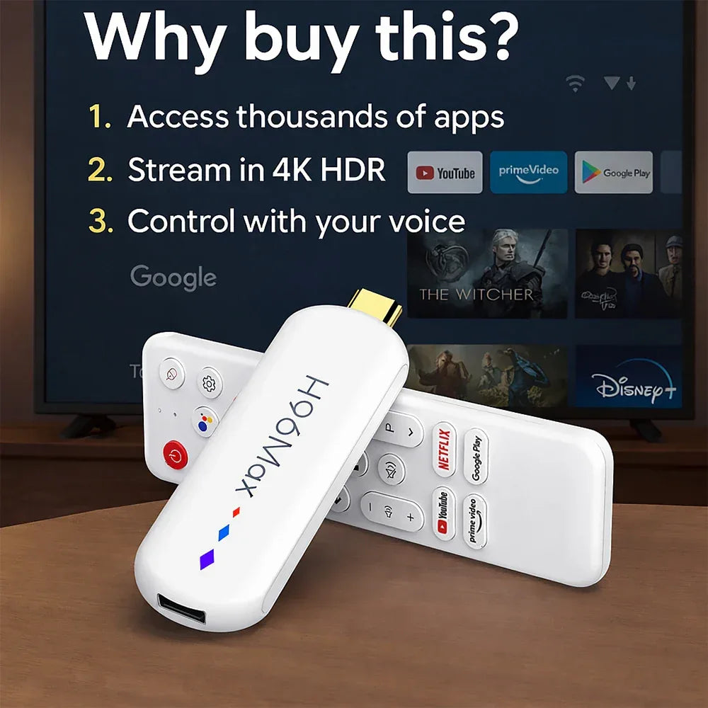 Android TV Stick S905L3 H96 Max M20 Quad-Core Smart TV Stick Media Player Voice Assistant Support 4K Streaming TV Stick 2GB 16GB