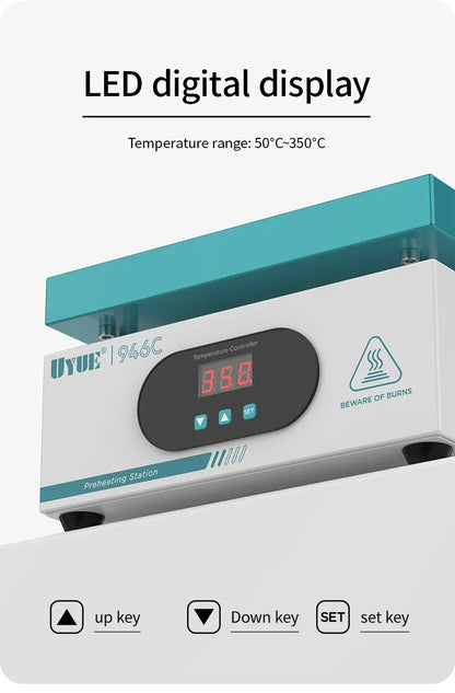 UYUE 946C Electronic Hot Plate Preheat Digital Preheating Station 200x200mm For PCB SMD Heating Led Lamp Desoldering 110V/220V