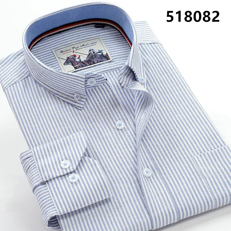 6XL 7XL 8XL 9XL 10XL Elegant Classic Youth Men's Business Casual Striped Long Sleeve Shirt Autumn Brand big Size Loose Shirt