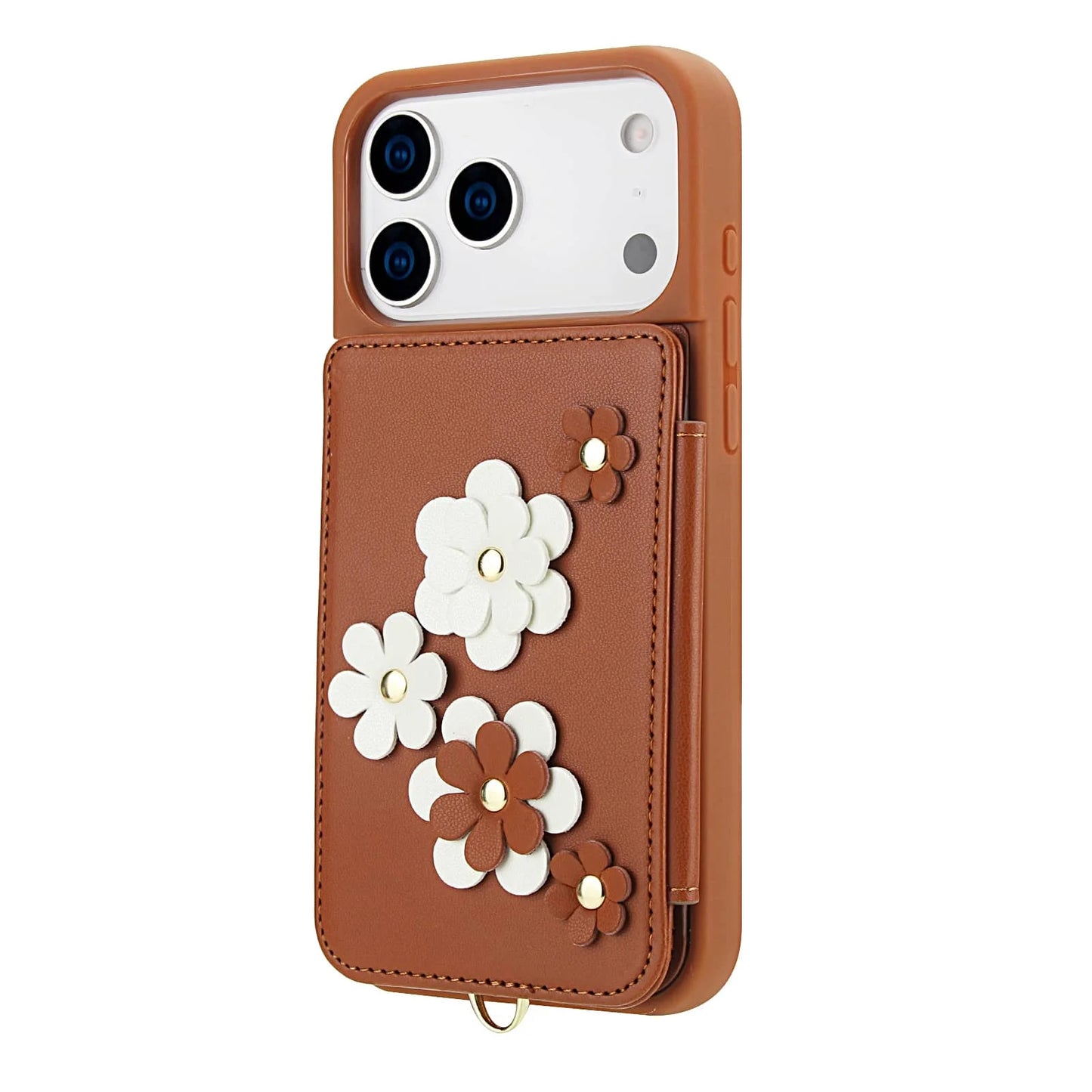 For iPhone 17 Pro Max iPhone Air Case, Wallet with Card Holder, Cute Flower Design Crossbody Purse,Magnetic Kickstand Shockproof