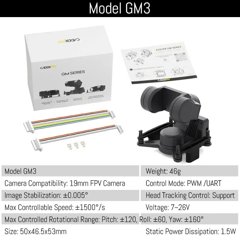 Caddx GM1 GM2 GM3 FPV Gimbal Head Tracking (No Camera) CaddxFPV For FC FPV 19mm Camera Avatar HD Goggles Drone Car Airplane