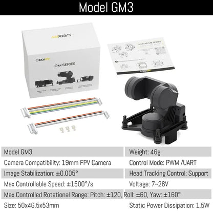 Caddx GM1 GM2 GM3 FPV Gimbal Head Tracking (No Camera) CaddxFPV For FC FPV 19mm Camera Avatar HD Goggles Drone Car Airplane