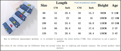 Children'S Jeans Baby Four Seasons Outwear Casual Pants Embroidered Simple Versatile Elastic Waist Sports Wear