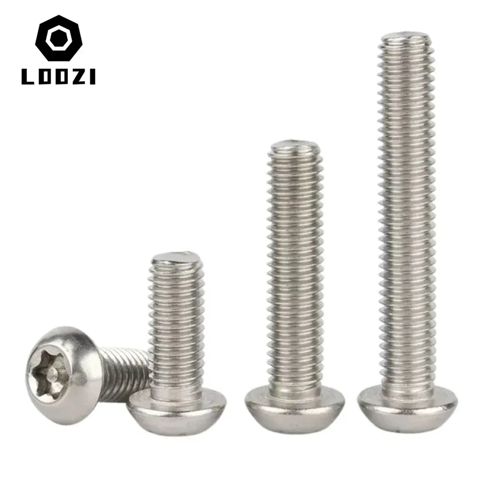 304 Stainless Steel Six Lobe Torx Button Round Head With Pin Anti-theft Tamper Proof Security Bolt Screw M3 M4 M5 M6 M8 M10 M12