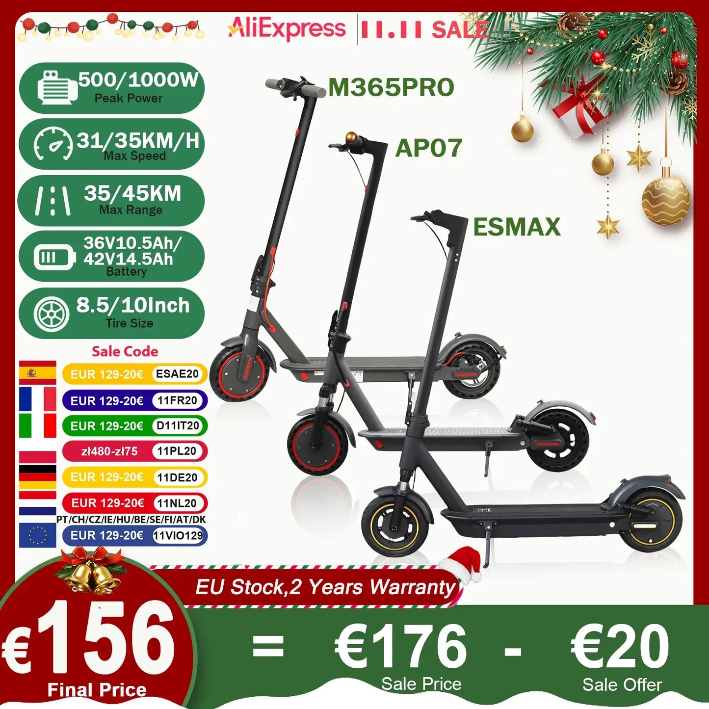 ATSANT Adult Electric Scooter 31/35km/h 500W/1000W 35KM/50KM Long Range 8.5/10Inch Tyre 10.5/14.5Ah Large Battery Kick Scooter