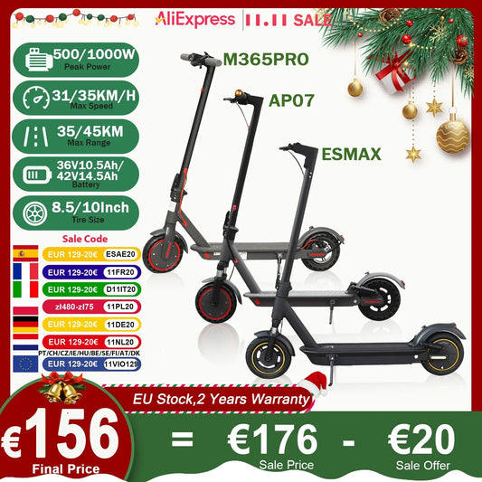 ATSANT Adult Electric Scooter 31/35km/h 500W/1000W 35KM/50KM Long Range 8.5/10Inch Tyre 10.5/14.5Ah Large Battery Kick Scooter