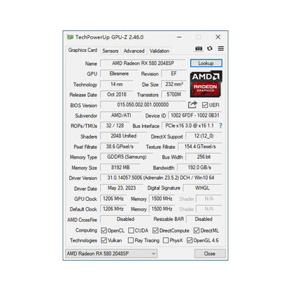 Kllisre Graphics Cards white RX 580 8GB GDDR5 GPU Video Card 256Bit 2048SP Computer RX580