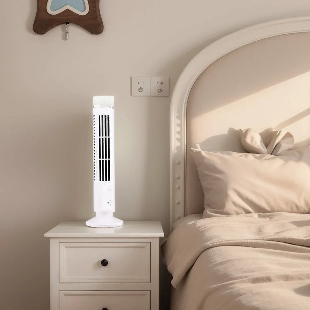 Bladeless Desktop Tower Fan Portable Electric Fan Air Cooler 2 Wind Speed Cooling Air Conditioner Standing Fan for Home Office