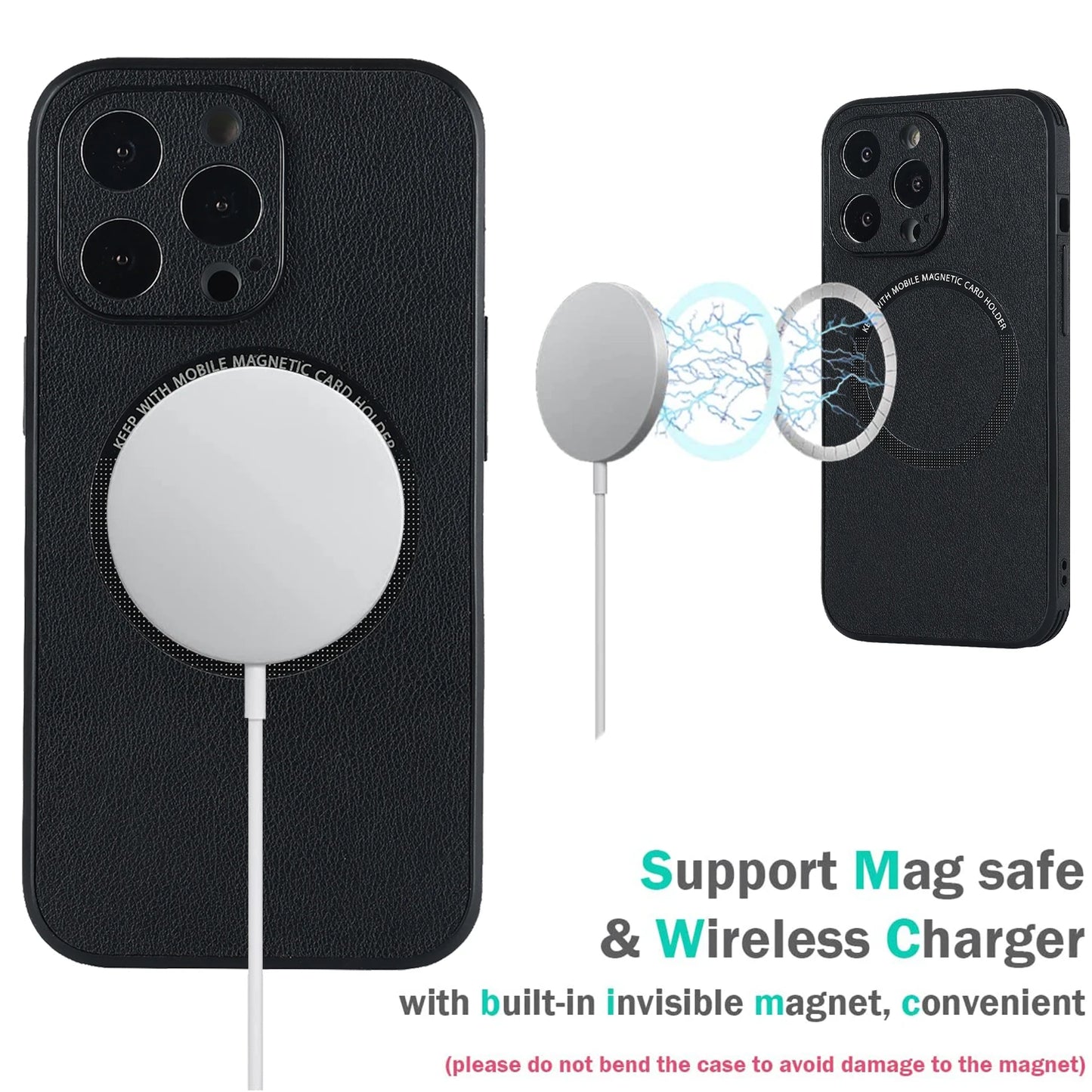 Luxury For Magsafe Wireless Charging Leather Case for iPhone 13 14 12 Mini 11 Pro Max X S XR 7 8 Plus Soft Square Magnetic Cover