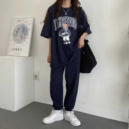Cartoon Long Sleeve Tracksuits autumn Fashion Casual Sportswear Two Piece Pants Sets Female Large Size Women Suits 2024