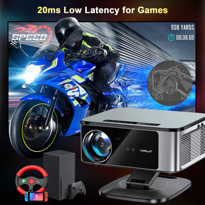 HORLAT Google TV Android 14 Projector 3000ANSI Lumens Auto Focus WiFi 6 3D Full HD 1080P 4K Support Smart Home Theater Projector