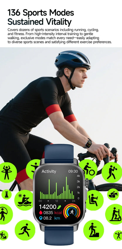 2026 New Health Smart Watch Precise Measurement ECG+PPG Blood Pressure Uric Acid Body Fat Analysis call SmartWatch For Men Women