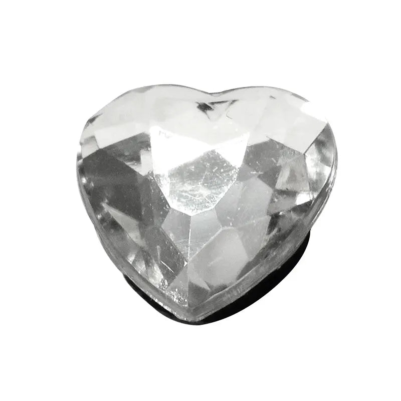 1PCS Bling Crystal PVC Shoe Charms Flower Heart Shaped Gem DIY Accessories Shoe Decorations Charms Transparent Diamond