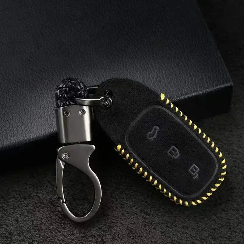 Metal Car Keychain Leather Rope Key Rings Keyring For Jeep Renegade Compass Wrangler Patriot Grand Cherokee Rubicon Accessories
