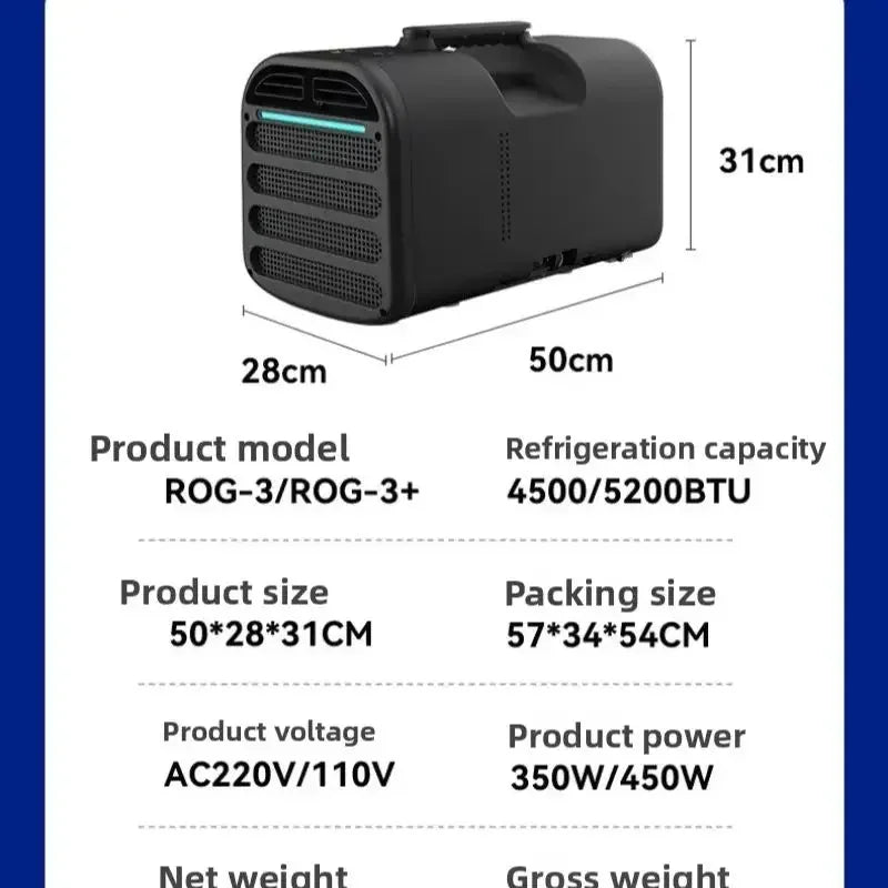 Portable Air Conditioner 5200BTU Cooling Compressor Refrigerant Version 110V/220V for Caravan,Camper Accessories