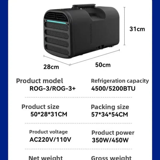 Portable Air Conditioner 5200BTU Cooling Compressor Refrigerant Version 110V/220V for Caravan,Camper Accessories