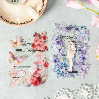 Mr. Paper 1 Roll Lace Flower PET Tape Home Decoration for Scrapbook Frame Phone Case Notebook Phone Case Collage Sticker Gifts
