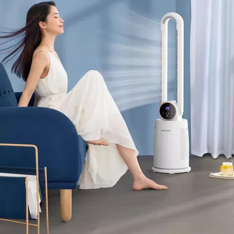 Bladeless Tower Fan with Remote Control 120° Oscillating Air Purifier for Baby Room/Dorm Quiet Floor Fan with Sterilization
