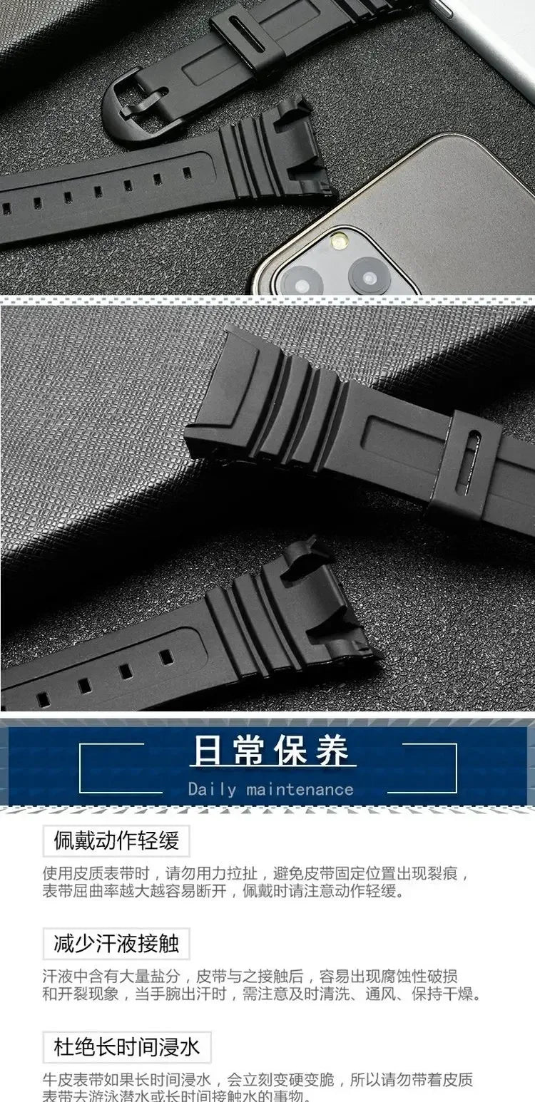 Silicone Sports Watch Band for Casio 3239 W-96H-1A W-96H-1B W-96H-2A W-96H-3A W-96H-4A2 W-96H-4A W-96H-9A Electronic Watch Strap