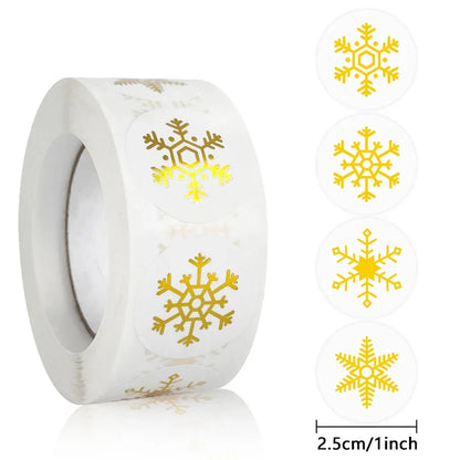 100-500Pcs Gold Snowflake Christmas Stickers Candy Bag Envelopes Sealing Label Christmas Gifts Box Decorations Sticker