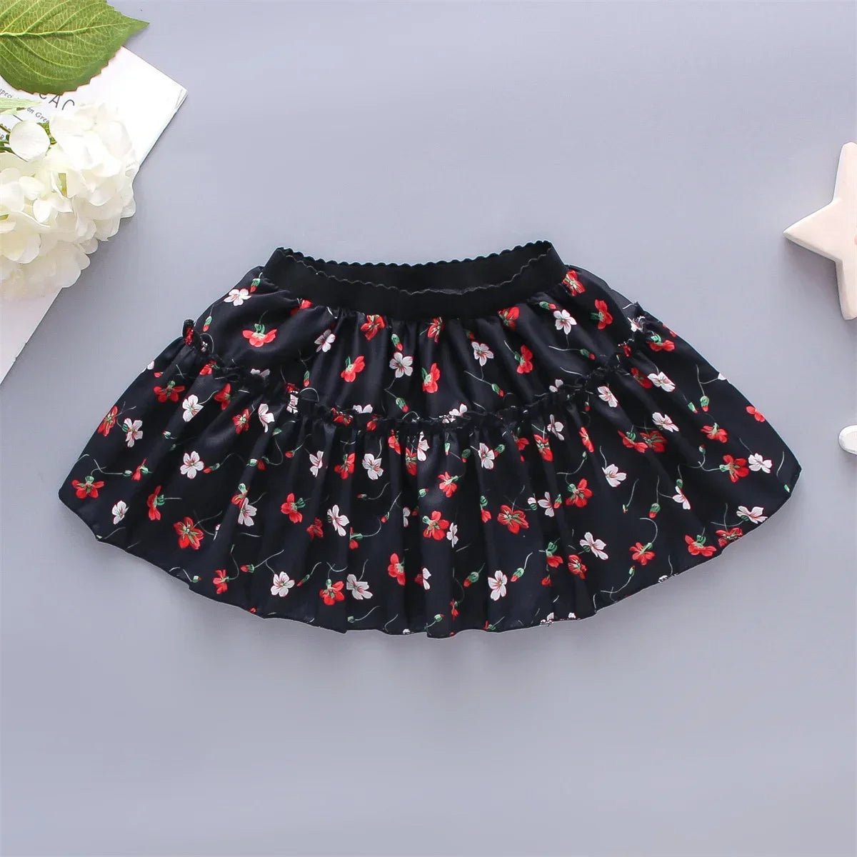0-3 Year Old Little Girl'S Half Length Skirt  Sweet Small Floral Multi-Layer Chiffon Solid Color Loose A-Line Skirt tutu skirt