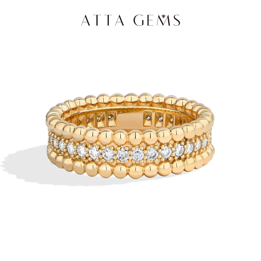 ATTAGEMS New Trends Moissanite Eternal Rings for Women S925 Sterling Silver D VVS1 Diamond Elegant Engagement Bands Fine Jewelry