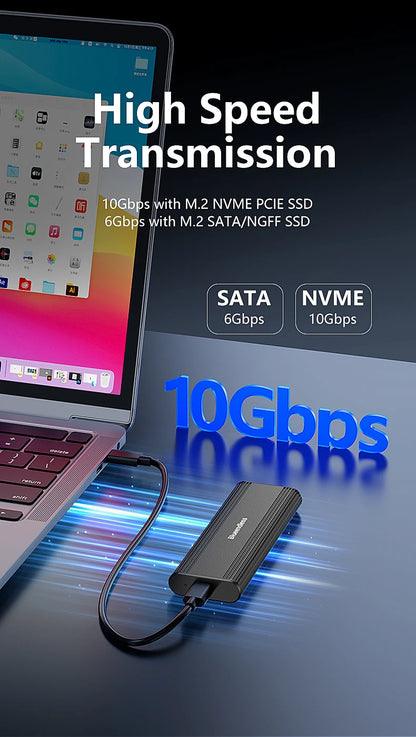 Blueendless M.2 NVME SATA Casing Dual Protocol NVME/NGFF SATA SSD Case 10Gbps Type C SATA NVME M.2 2230 2242 2260 2280 SSD Enclo