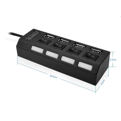 High Speed 4/7 Ports USB HUB 2.0 Adapter Expander Multi USB Splitter Multiple Extender with LED Lamp Switch for PC Laptop